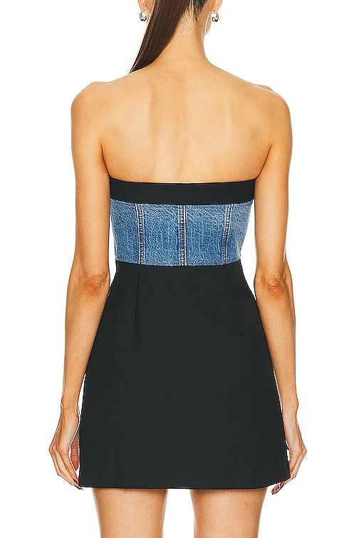 Stylish beautiful dress | Jaelyn Patchwork Denim Mini Dress - Ideal for special occasions