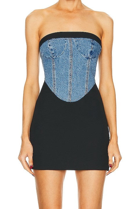 Shop  beautiful dress - Perfect for special occasions | Jaelyn Patchwork Denim Mini Dress