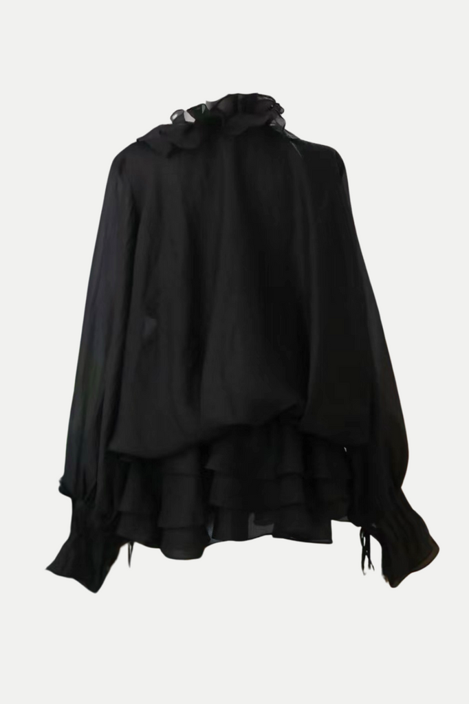 Jaketta Flower Ruffle Mini Dress - Black - Stylish black dress for special occasions | Buy Online