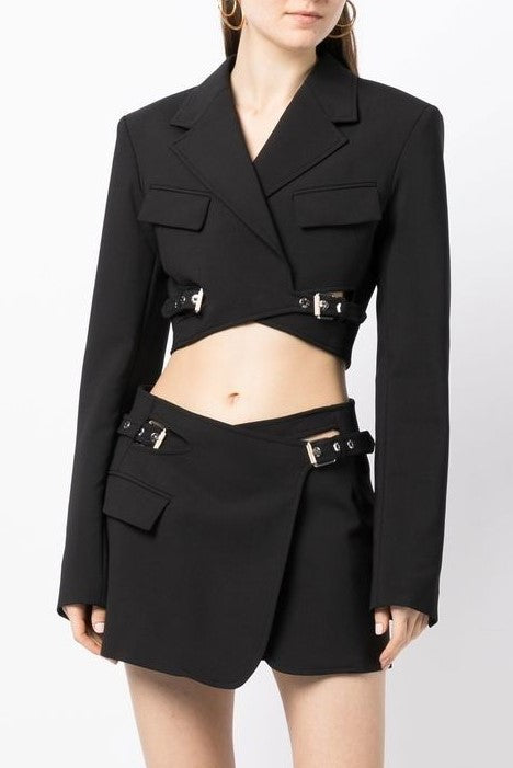 Jayla Cropped Cutout Blazer - Black - Stylish black dress for special occasions | Buy Online