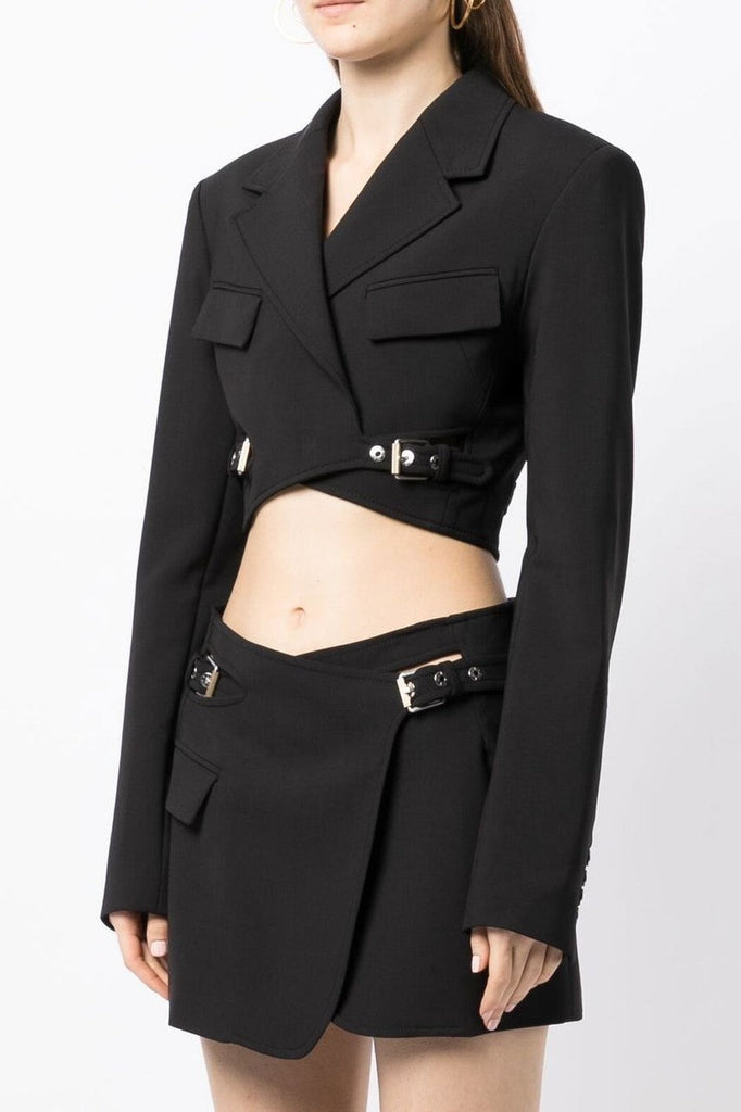 Shop  black dress - Perfect for special occasions | Jayla Cropped Cutout Blazer - Black