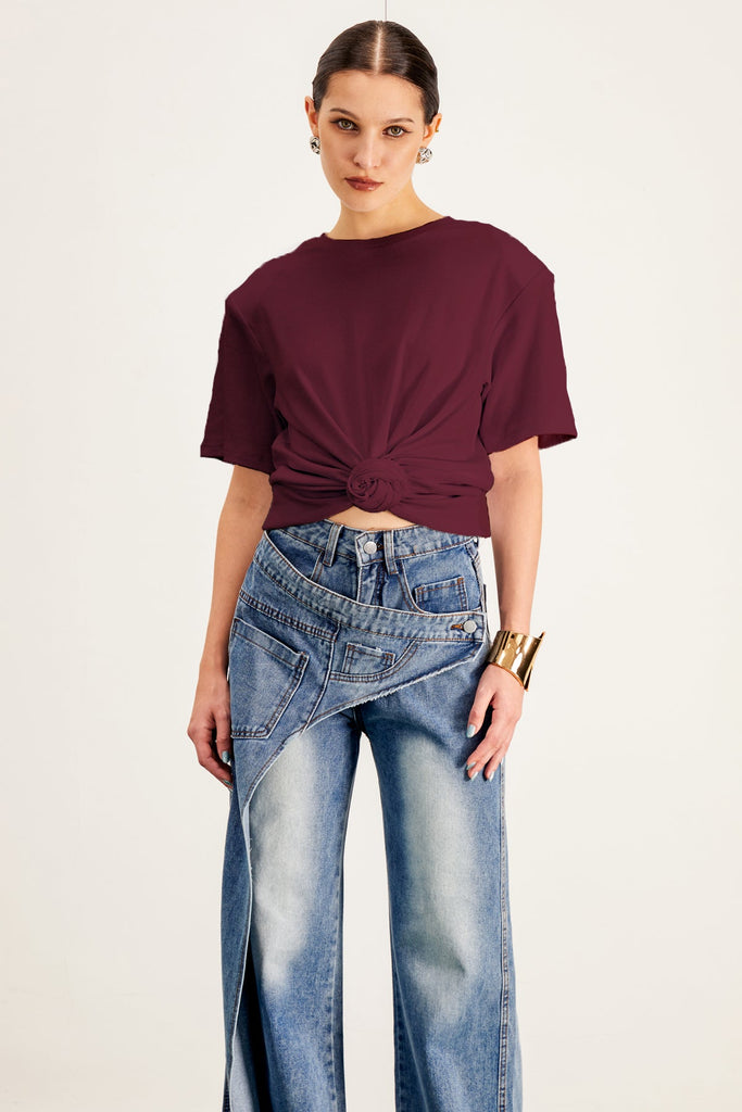 Stylish red dress | Jemma Ruch Twist T Shirt In Red - Ideal for special occasions