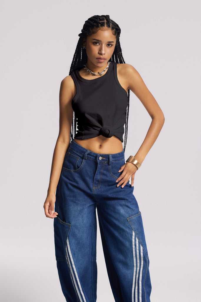 Stylish black dress | Jemma Twist Sleeveless Knit Top In Black - Ideal for special occasions