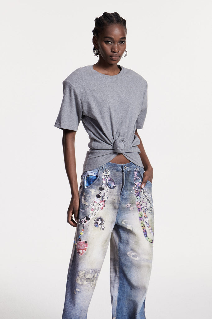 Stylish beautiful dress | Jemma Ruch Twist T Shirt In Grey - Ideal for special occasions