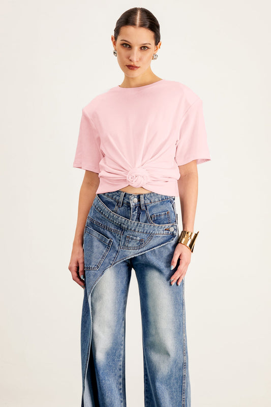 Jemma Ruch Twist T Shirt In Pink
