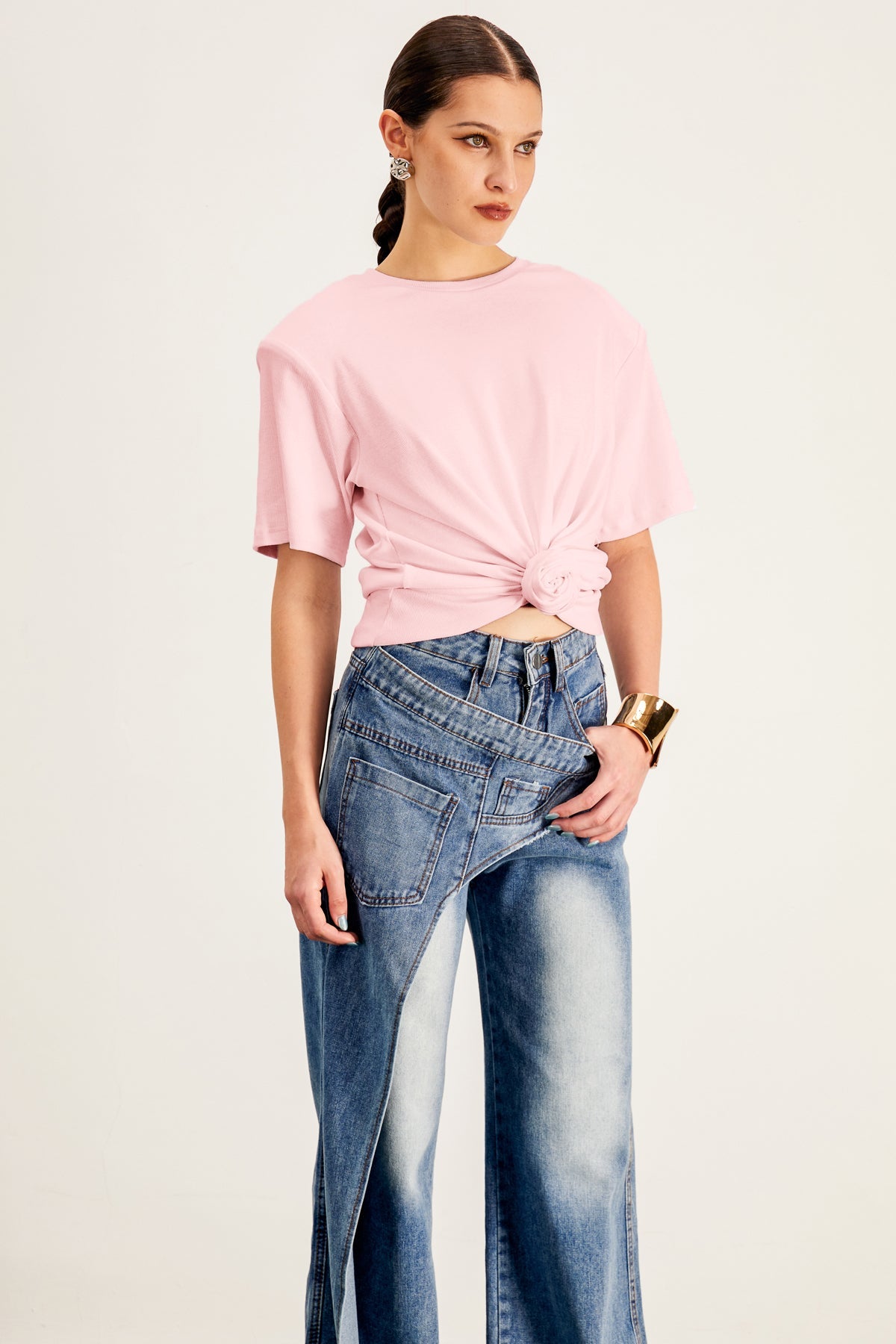 Jemma Ruch Twist T Shirt In Pink