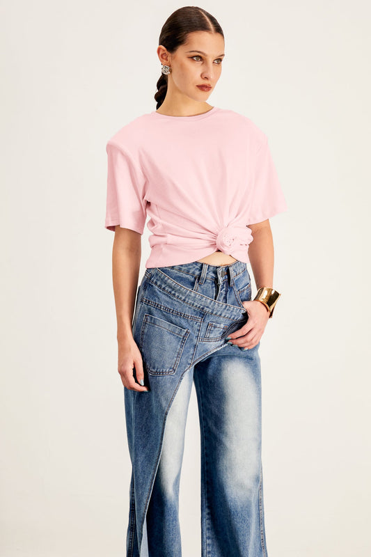 Jemma Ruch Twist T Shirt In Pink
