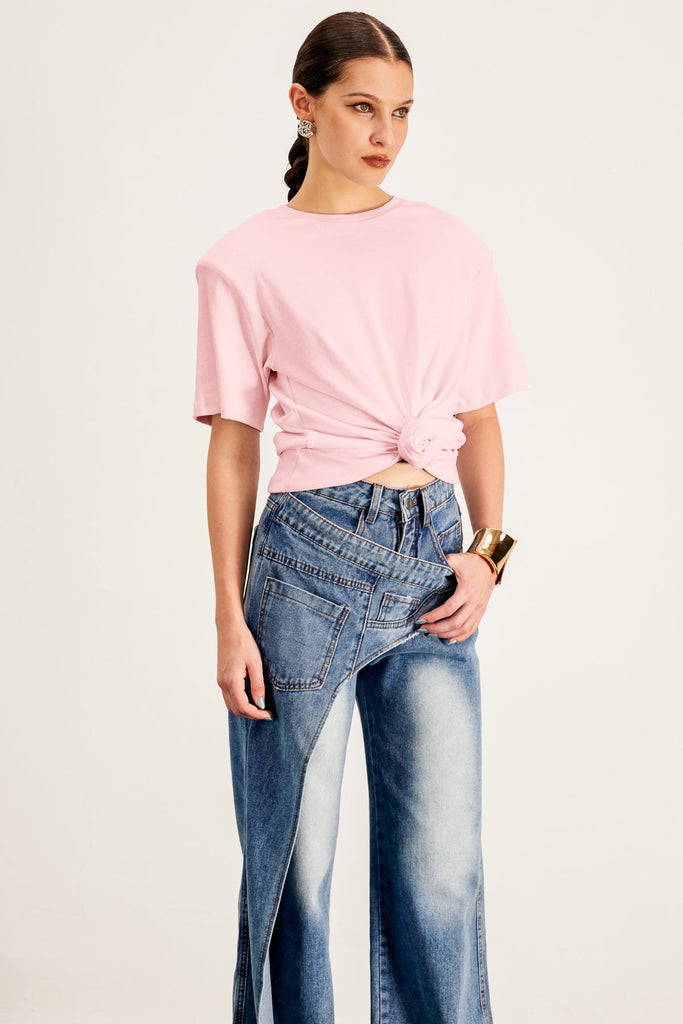Stylish pink dress | Jemma Ruch Twist T Shirt In Pink - Ideal for special occasions