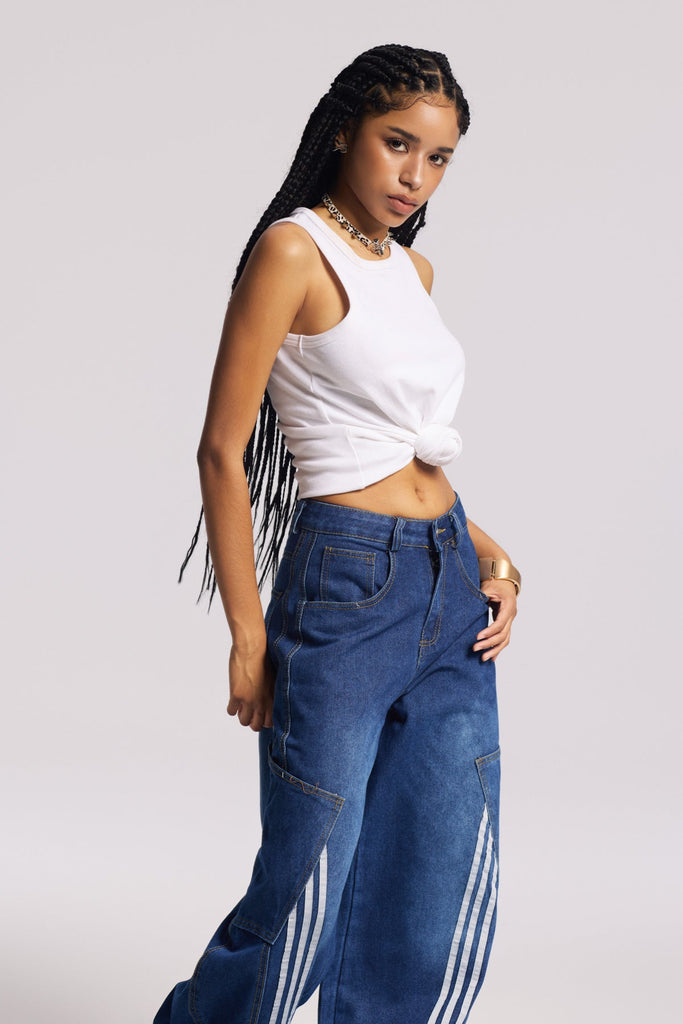 Jemma Twist Sleeveless Knit Top In White - Stylish white dress for special occasions | Buy Online