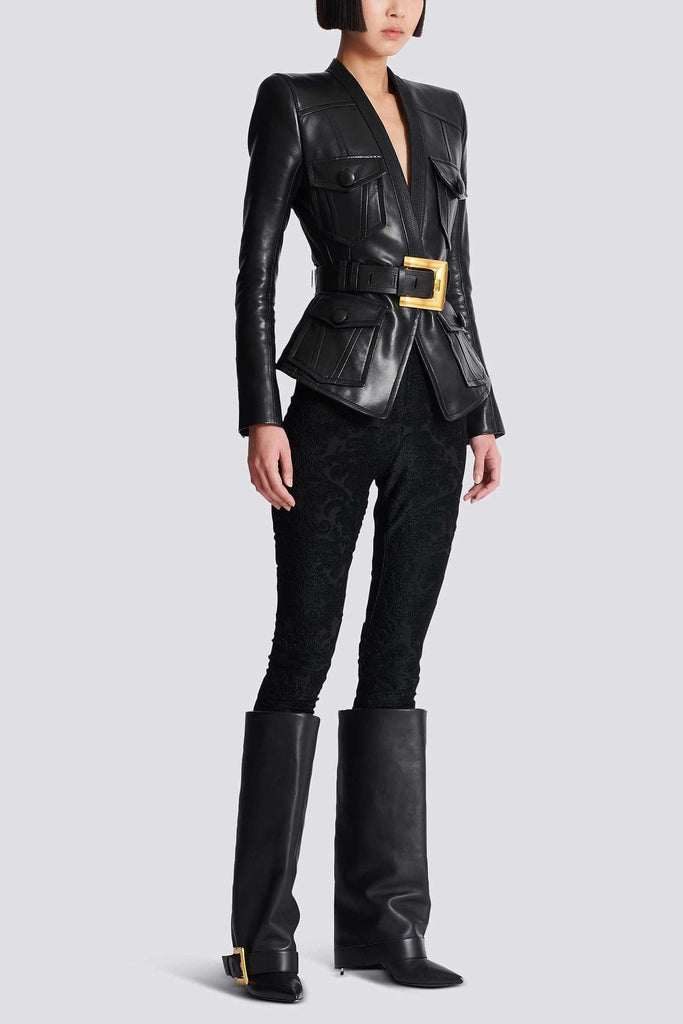 Stylish beautiful dress | Jodell Belted Leather Jacket - Ideal for special occasions