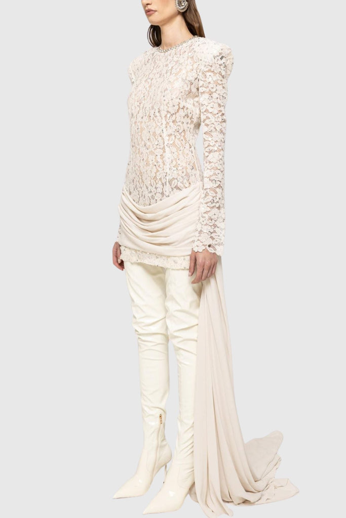 Shop  beautiful dress - Perfect for special occasions | Jonella Sequin Embellished Lace Dreaped Mini Dress