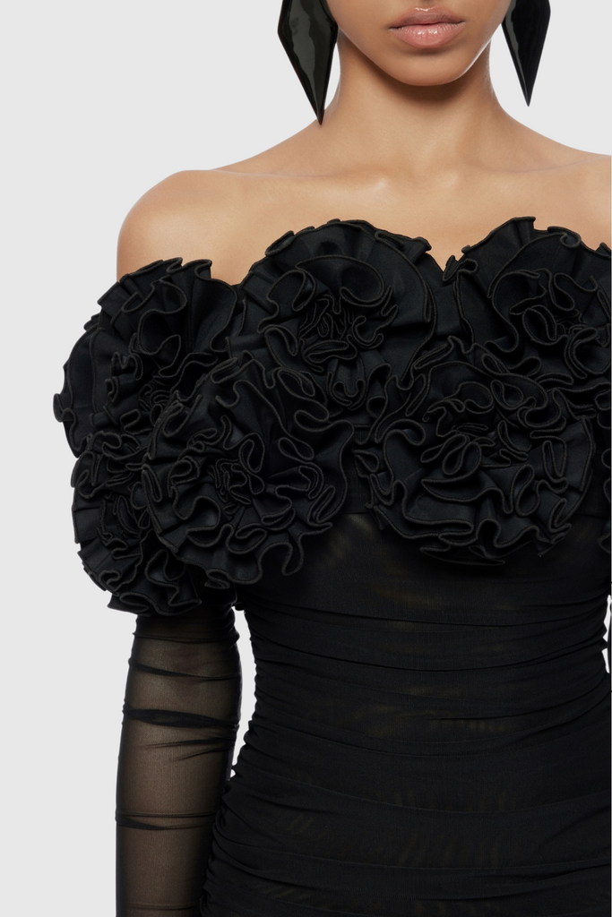 Shop  beautiful dress - Perfect for special occasions | Joyanne Off Shoulder Flower Mesh Mini Dress