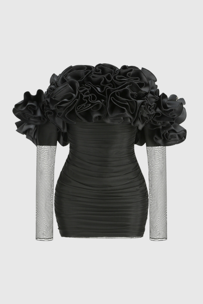 Stylish beautiful dress | Joyanne Off Shoulder Flower Mesh Mini Dress - Ideal for special occasions