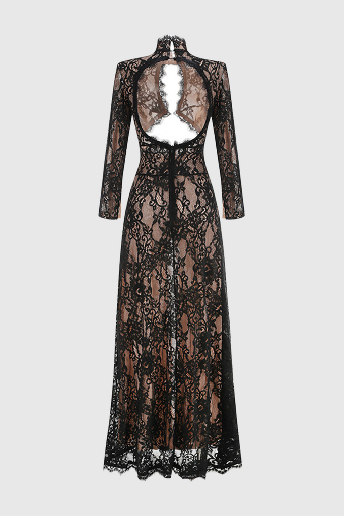 Shop  black dress - Perfect for special occasions | Juselius Lace Cutout Maxi Dress - Black