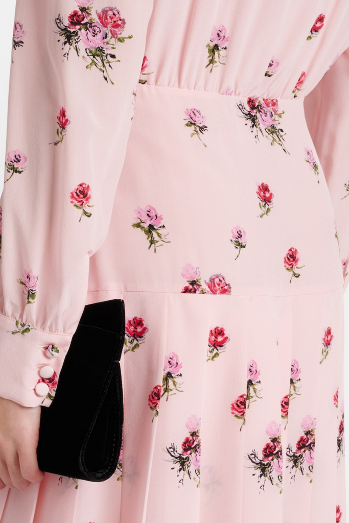 Jutalak Rose Print Pleated Midi Dress - Stylish beautiful dress for special occasions | Buy Online