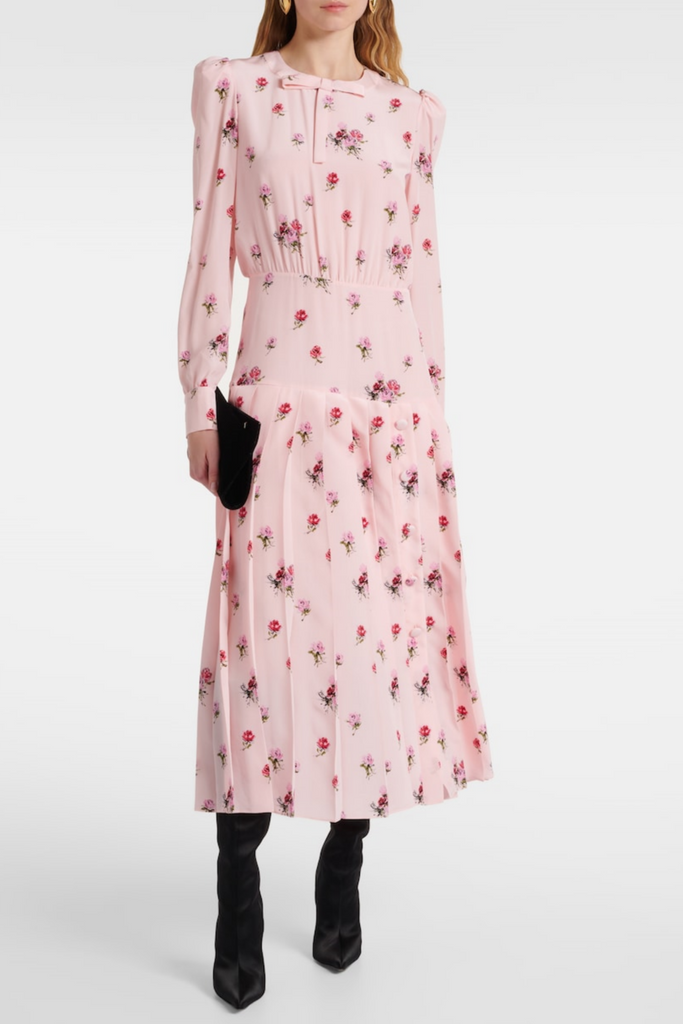 Stylish beautiful dress | Jutalak Rose Print Pleated Midi Dress - Ideal for special occasions