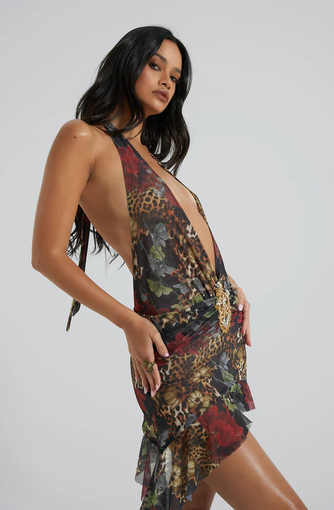 Shop  beautiful dress - Perfect for special occasions | Kaisy Printed Halter Mini Dress