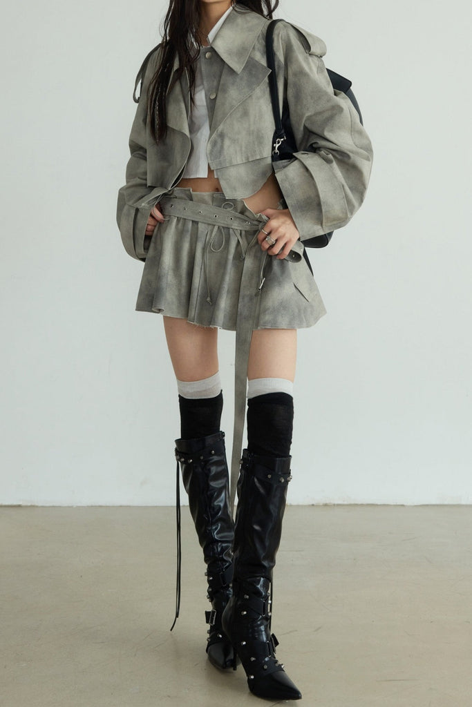 Stylish beautiful dress | Kaitlyn Print Deconstruct Trench Two Piece Set - Ideal for special occasions