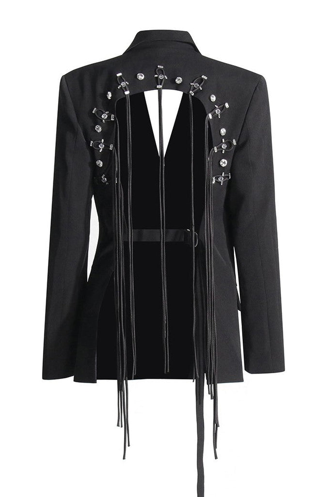 Shop  beautiful dress - Perfect for special occasions | Kaler Fringed Backless Blazer