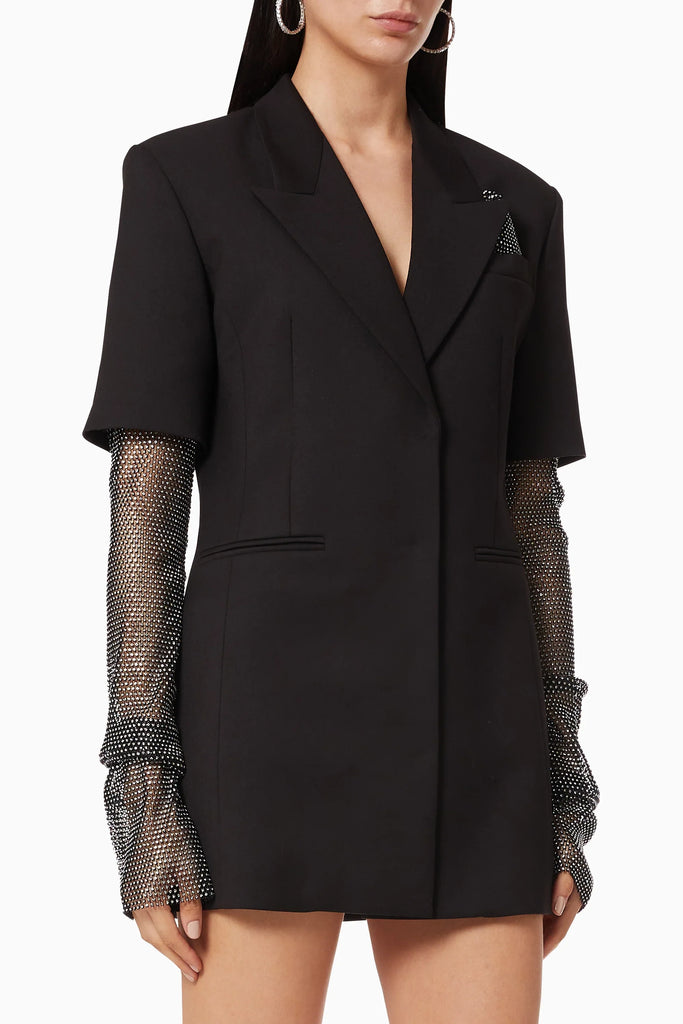 Kali Crystal Mesh Sleeves Blazer - Stylish beautiful dress for special occasions | Buy Online
