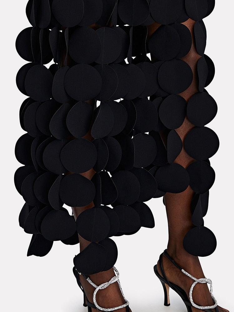 Shop  black midi - Perfect for special occasions | Katelyn Fringe Midi Skirt - Black