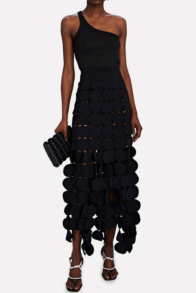 Stylish black midi | Katelyn Fringe Midi Skirt - Black - Ideal for special occasions