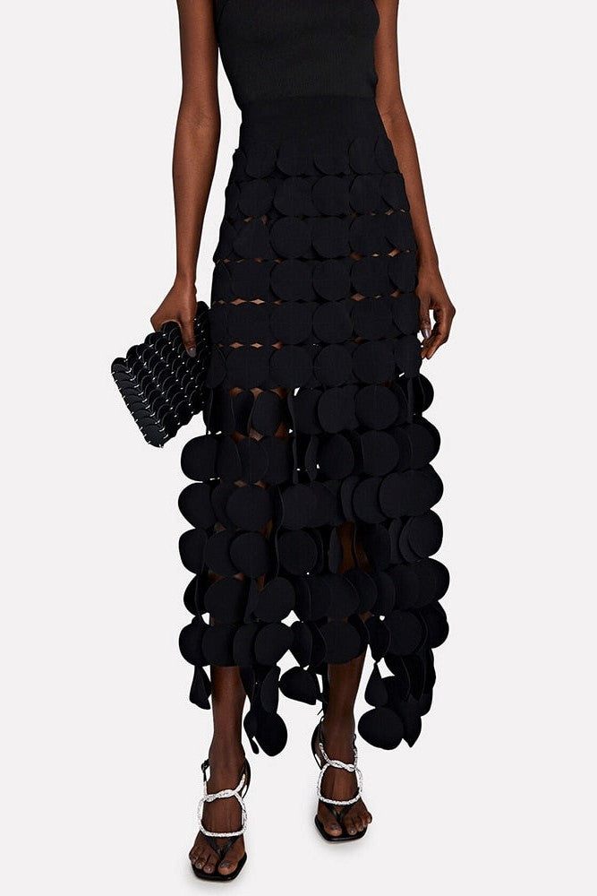 Stylish black midi | Katelyn Fringe Midi Skirt - Black - Ideal for special occasions