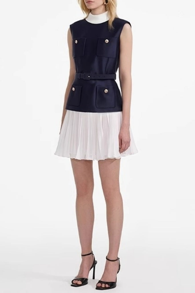 Kayele Sleeveless Belted Chiffon Mini Dress - Stylish beautiful dress for special occasions | Buy Online