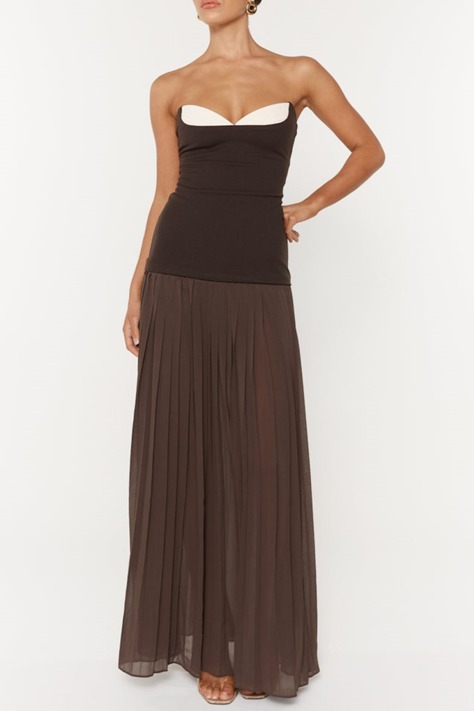 Stylish beautiful dress | Keata Strapless Pleated Maxi Dress - Ideal for special occasions
