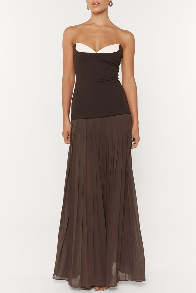 Stylish beautiful dress | Keata Strapless Pleated Maxi Dress - Ideal for special occasions