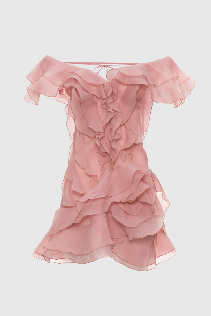 Stylish pink dress | Kellan Off Shoulder Ruffle Mini Dress - Pink - Ideal for special occasions