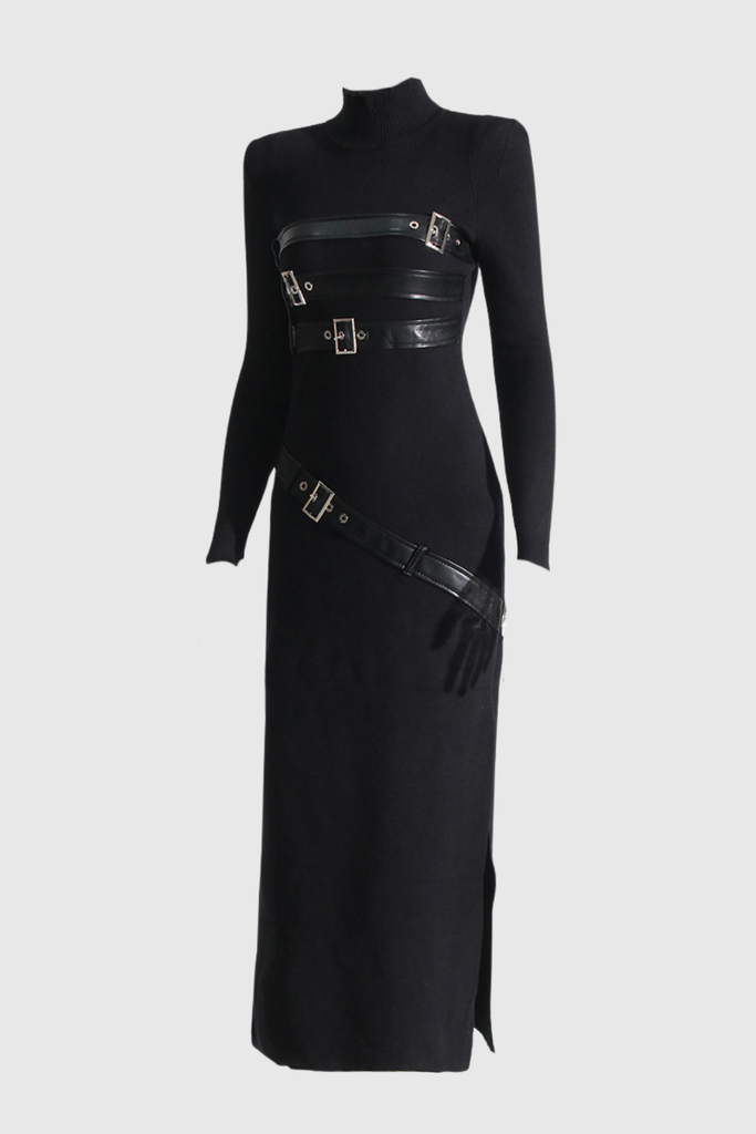 Stylish beautiful dress | Kelsey Bodycon Buckle Embellished Knit Maxi Dress - Ideal for special occasions