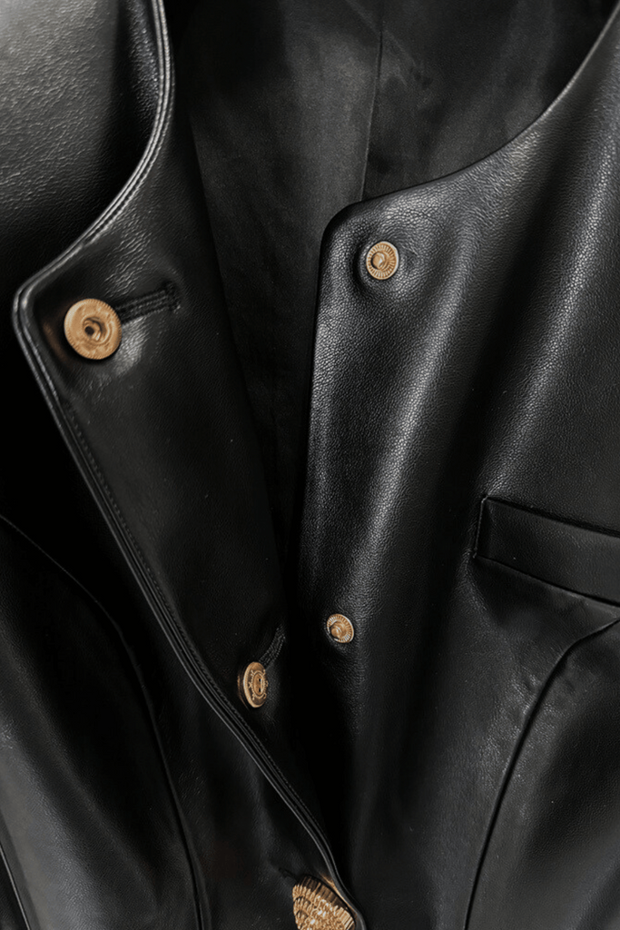 Stylish beautiful dress | Kester Leather Buttoned Jacket - Ideal for special occasions