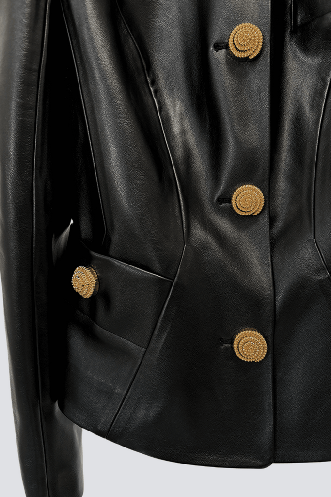 Stylish beautiful dress | Kester Leather Buttoned Jacket - Ideal for special occasions