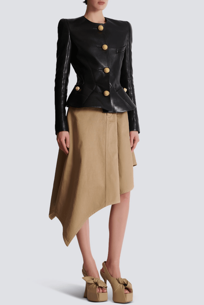 Stylish beautiful dress | Kester Leather Buttoned Jacket - Ideal for special occasions