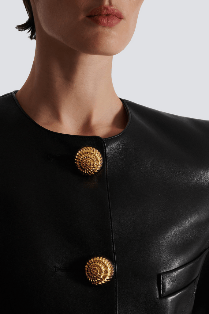 Stylish beautiful dress | Kester Leather Buttoned Jacket - Ideal for special occasions