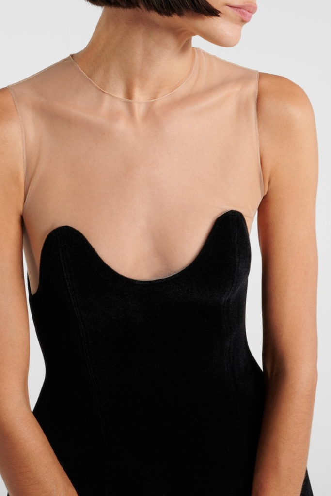 Stylish beautiful dress | jacqueline Wave Velvet Sleeveless Mini Dress - Ideal for special occasions