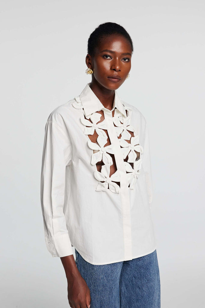 Stylish beautiful dress | Kira Cutout Flower Long Sleeves Top - Ideal for special occasions