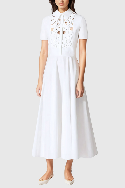 Kira Cutout Flower Short Sleeves Maxi Dress