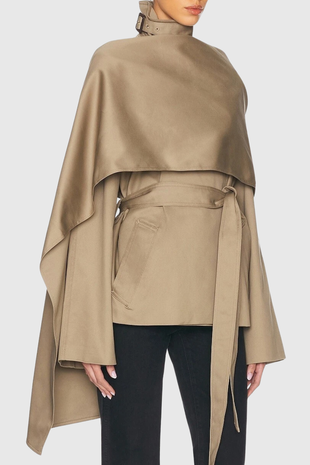 Kristy Scarf-detailed Crop Trench
