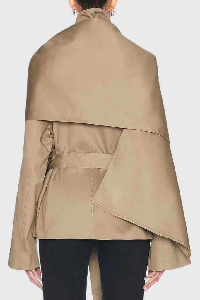 Kristy Scarf-detailed Crop Trench - Stylish beautiful dress for special occasions | Buy Online