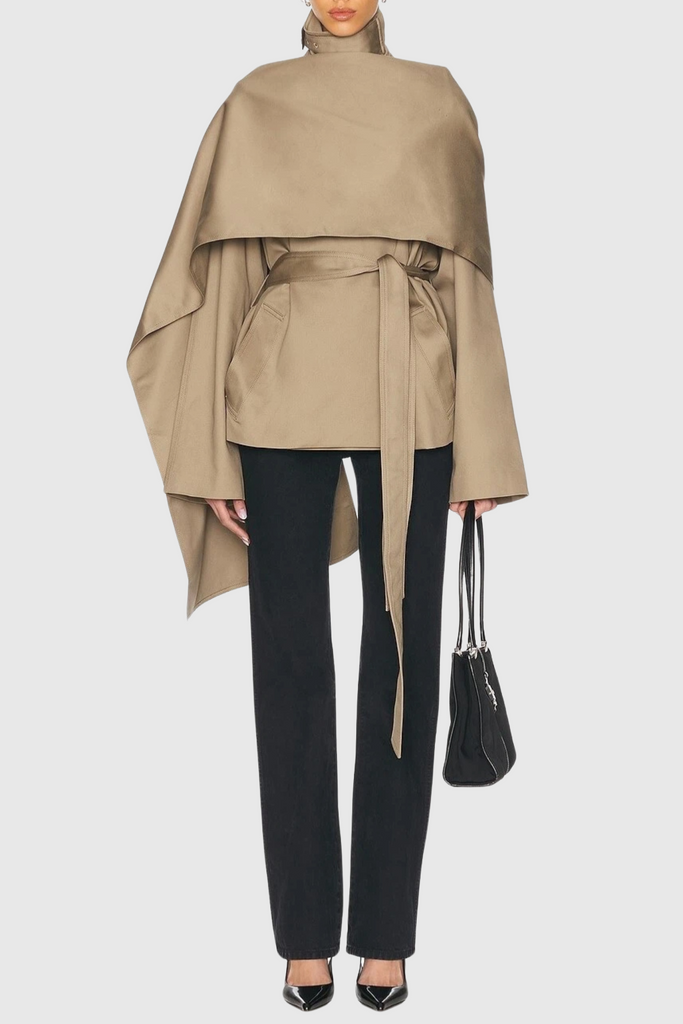 Stylish beautiful dress | Kristy Scarf-detailed Crop Trench - Ideal for special occasions