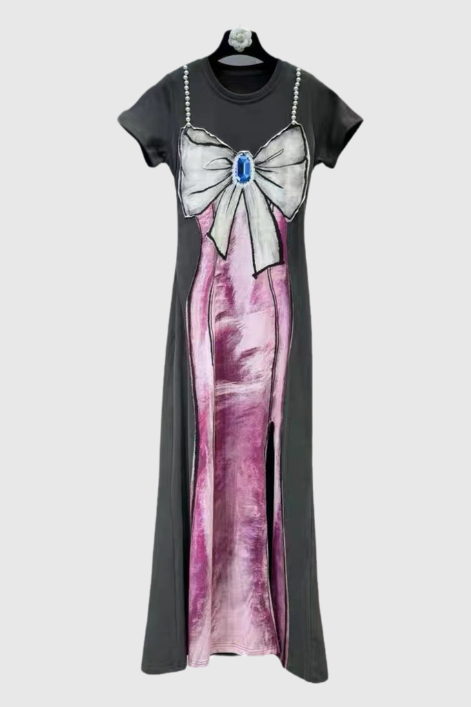 Stylish beautiful dress | Kylee Print Bow Pearl Maxi Dress - Ideal for special occasions