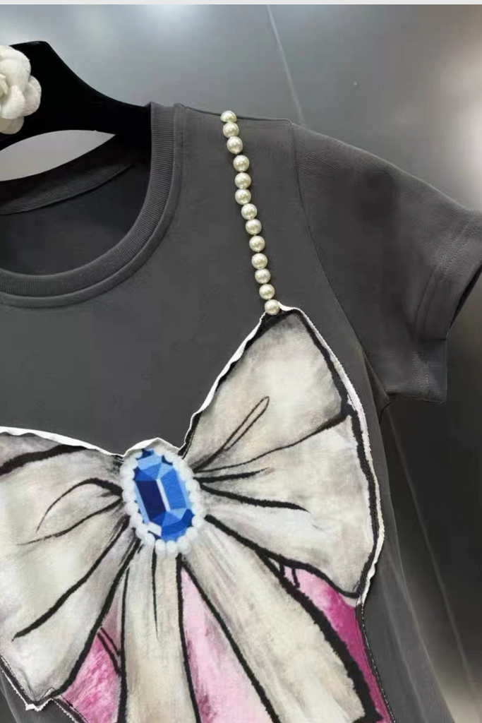 Kylee Print Bow Pearl Maxi Dress - Stylish beautiful dress for special occasions | Buy Online