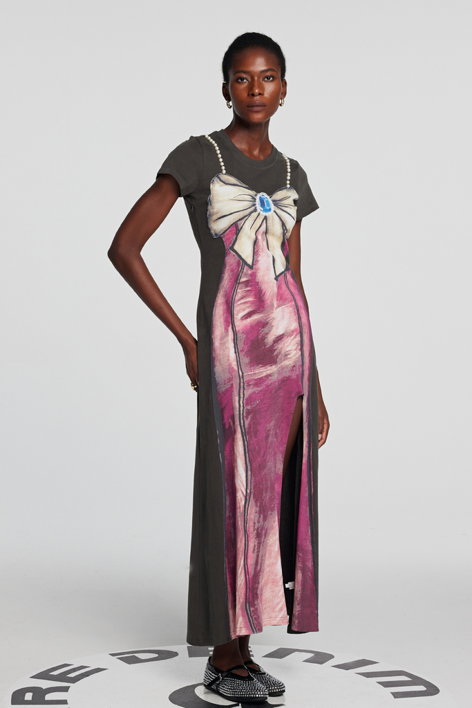 Stylish beautiful dress | Kylee Print Bow Pearl Maxi Dress - Ideal for special occasions