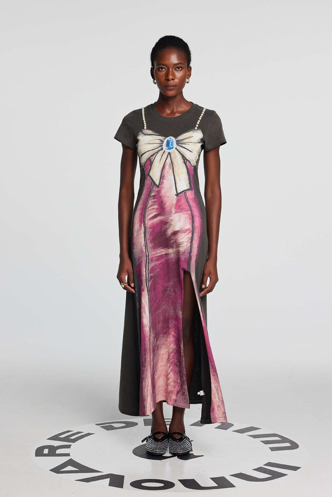 Shop  beautiful dress - Perfect for special occasions | Kylee Print Bow Pearl Maxi Dress