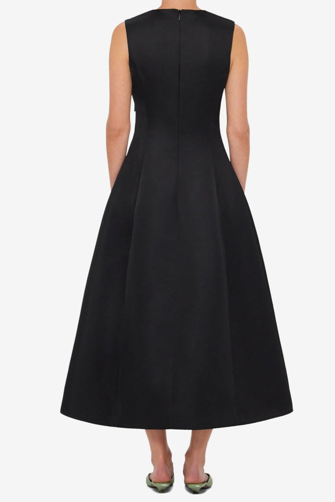 Stylish black dress | kate floral print Embellished Sleeveless Midi Dress in black - Ideal for special occasions