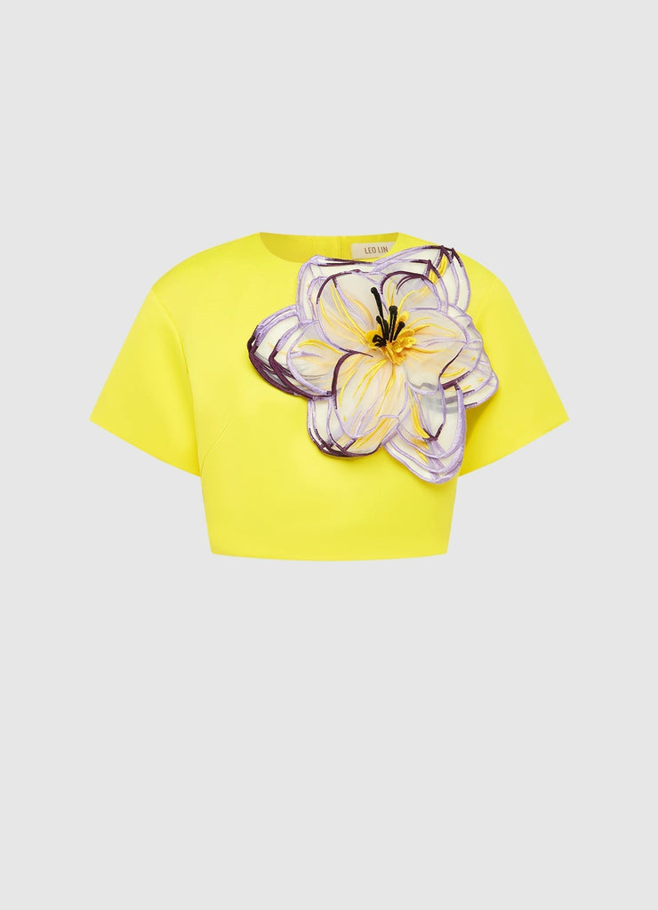 Indie Appliqué Sleeve Iris Print set in Yellow - Stylish yellow dress for special occasions | Buy Online