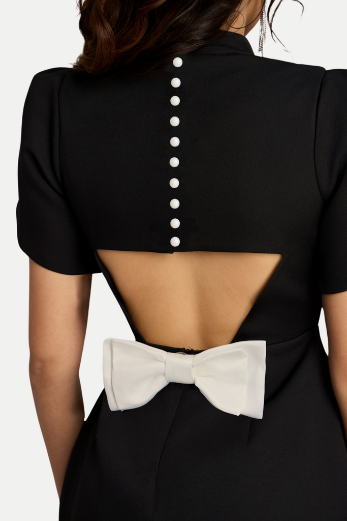 Lagan Cutout Bowknot Mini Dress - Black - Stylish black dress for special occasions | Buy Online
