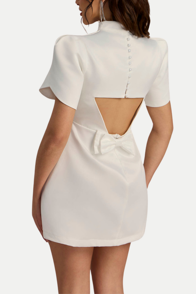 Lagan Cutout Bowknot Mini Dress - White - Stylish white dress for special occasions | Buy Online